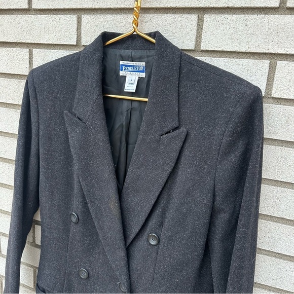Vintage Pendleton Charcoal Wool Blazer Size 8 Double Breasted Academia Style - Picture 2 of 9
